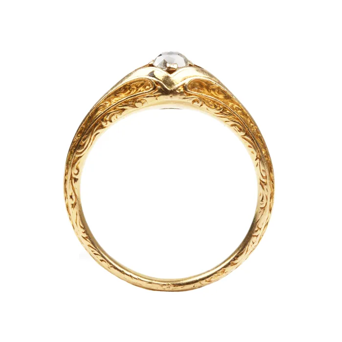 Rings Bell Bird Antiques Victorian Era Single Stone Old Mine Diamond Ring