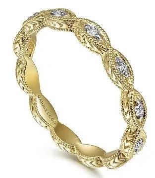 Rings GABRIEL CO 14K Yellow Gold Diamond Bujukan Marquise Station Ring