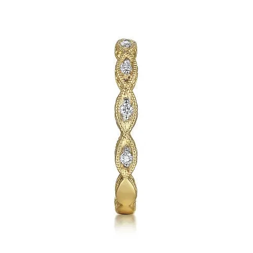 Rings GABRIEL CO 14K Yellow Gold Diamond Bujukan Marquise Station Ring