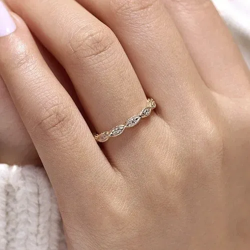 Rings GABRIEL CO 14K Yellow Gold Diamond Bujukan Marquise Station Ring