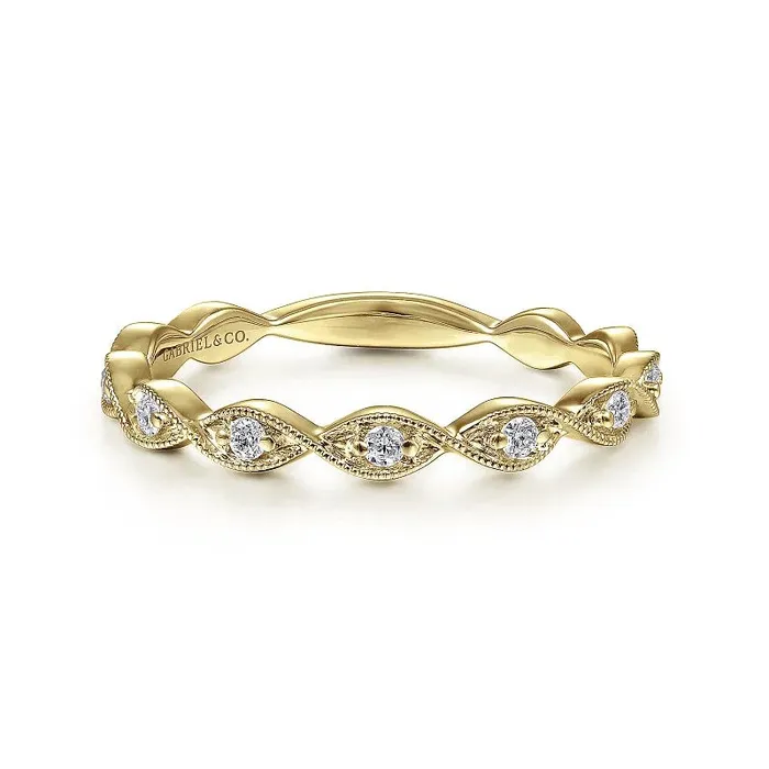 Rings GABRIEL CO 14K Yellow Gold Twisted Diamond Stackable Ring