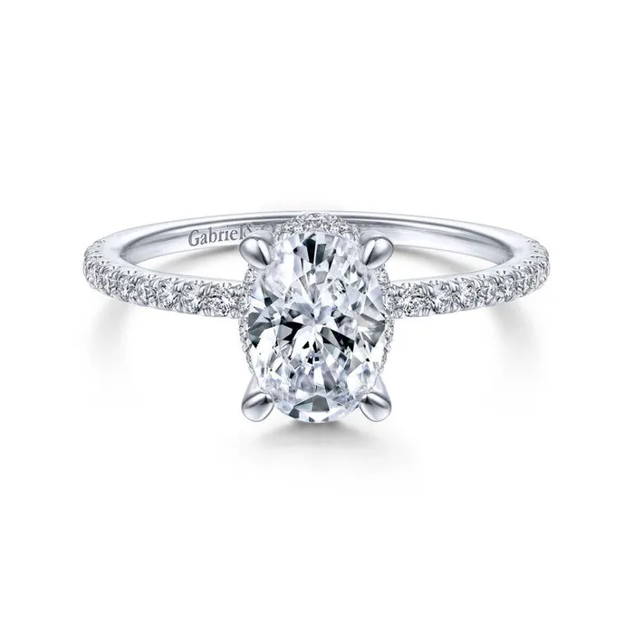 Rings Hart 14K White Gold Hidden Halo Oval Diamond Engagement Ring Setting Only GABRIEL CO Rings Hart 14K White Gold Hidden Halo Oval Diamond Engagement Ring Setting Only GABRIEL CO