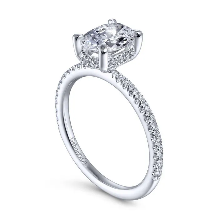 Rings Hart 14K White Gold Hidden Halo Oval Diamond Engagement Ring Setting Only GABRIEL CO Rings Hart 14K White Gold Hidden Halo Oval Diamond Engagement Ring Setting Only GABRIEL CO