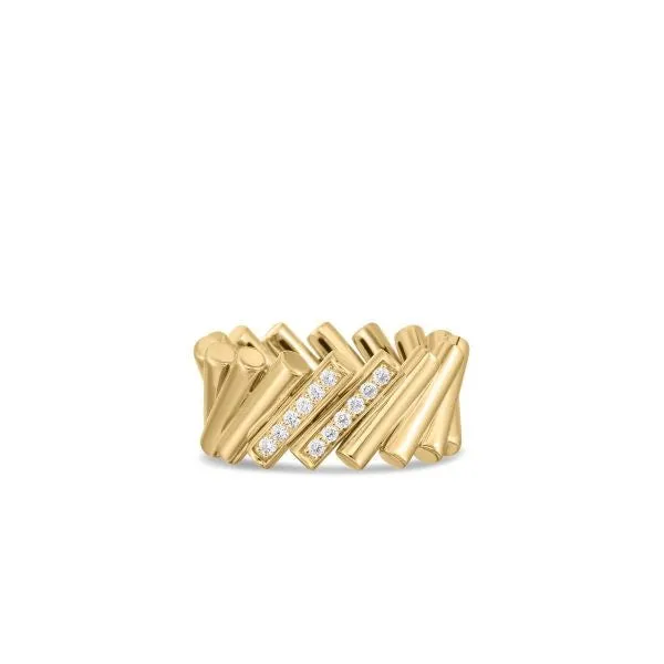 Rings ROBERTO COIN 18K YELLOWWHITE GOLD DOMINO DOUBLE DIAMOND ACCENT RING
