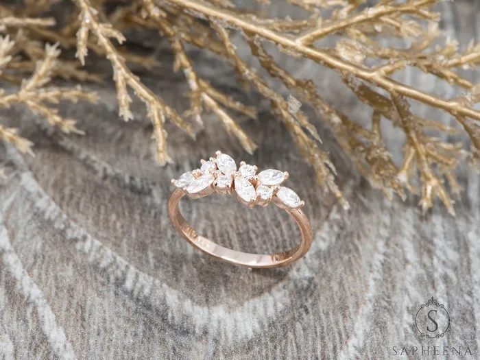 Rings Sapheena Jewelry Arlo 12 Ct Round and Marquise Cut Wedding Band