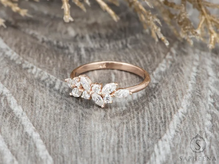 Rings Sapheena Jewelry Arlo 12 Ct Round and Marquise Cut Wedding Band