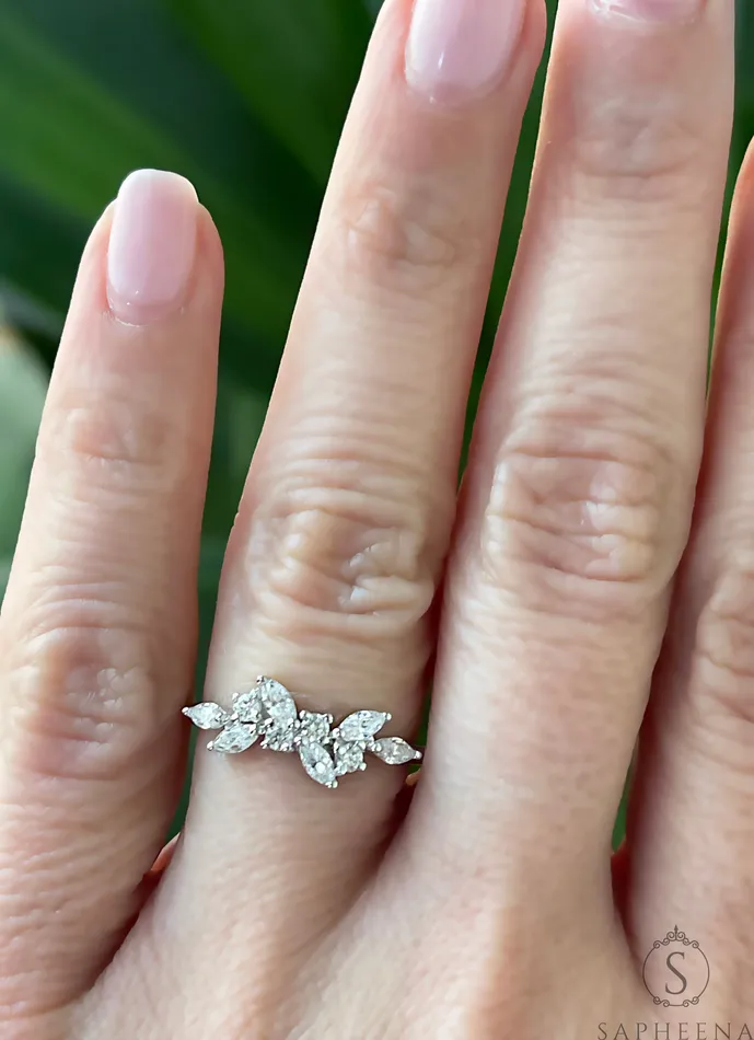 Rings Sapheena Jewelry Arlo 12 Ct Round and Marquise Cut Wedding Band
