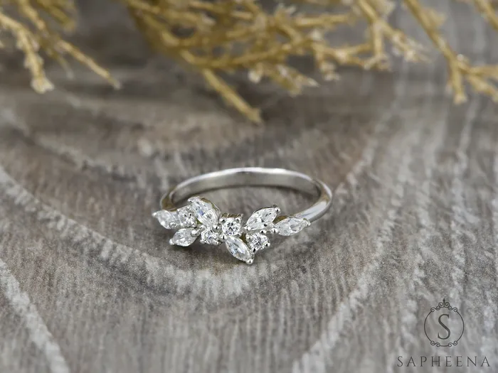 Rings Sapheena Jewelry Arlo 12 Ct Round and Marquise Cut Wedding Band