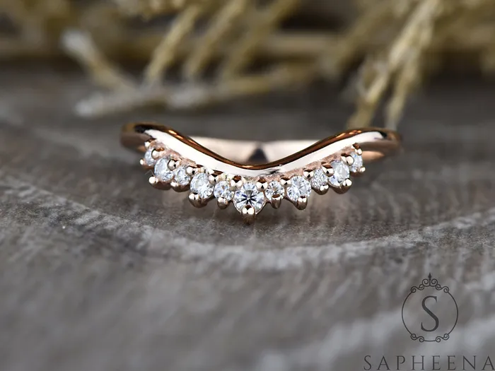 Rings Sapheena Jewelry Paige 16 Ct Curved Tiara Wedding Band