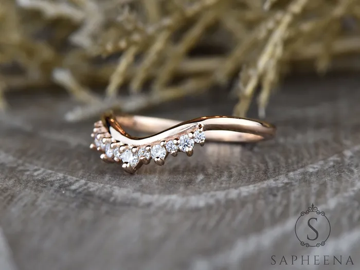 Rings Sapheena Jewelry Paige 16 Ct Curved Tiara Wedding Band