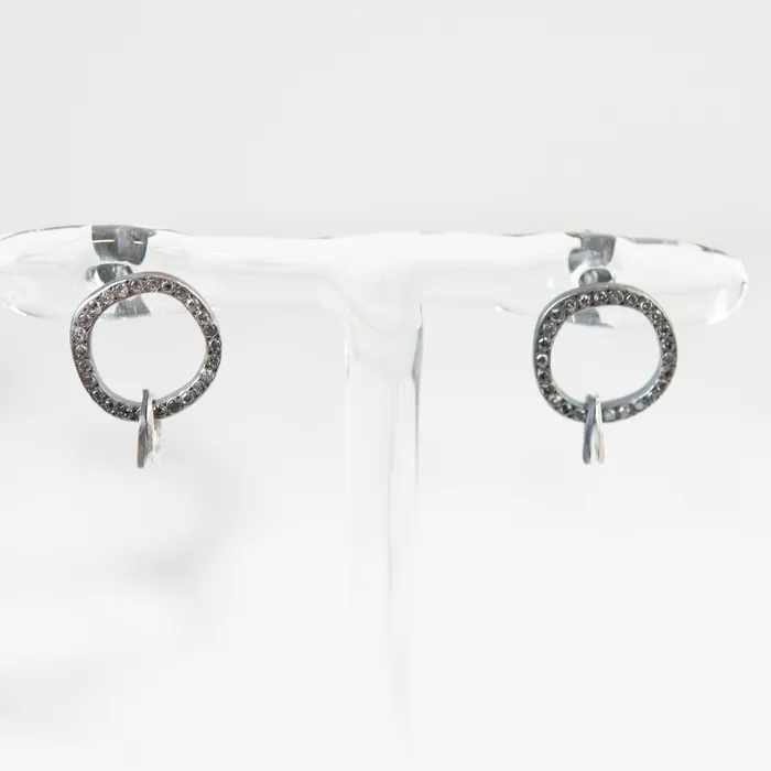 Rosa Maria Necklaces Rosa Maria Bo Unity Oxidized Silver and Cognac Diamond Studs
