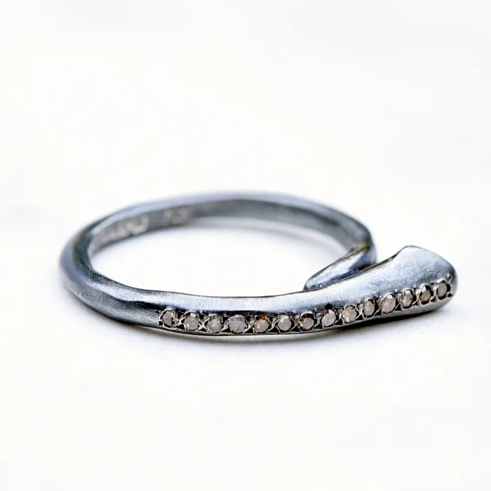 Rosa Maria Rings Rosa Maria Britt 2 Oxidized Silver Ring wCognac Diamonds