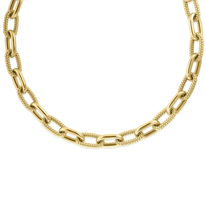 Shiny Textured Oval Link Necklace Roberto Coin Necklaces