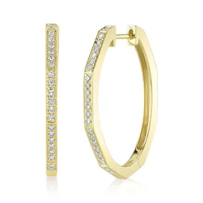 SHY CREATIONS Earrings 032CT DIAMOND OVAL HOOP EARRING