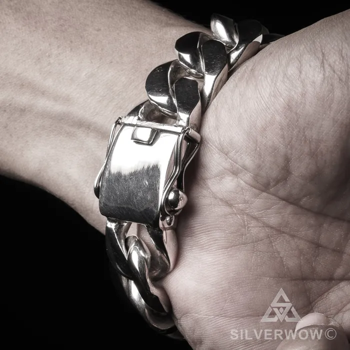 silverwow Bracelets 20mm Heavy Curb Silver Bracelet