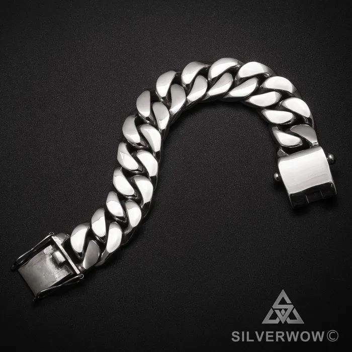 silverwow Bracelets 20mm Heavy Curb Silver Bracelet