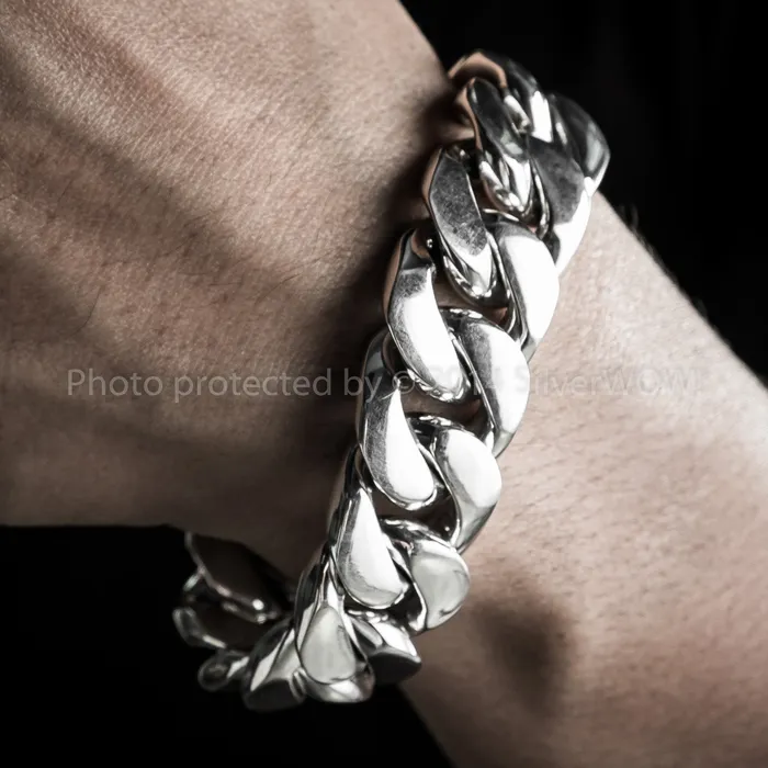 silverwow Bracelets 20mm Heavy Curb Silver Bracelet
