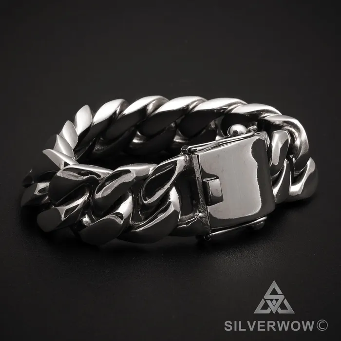 silverwow Bracelets 20mm Heavy Curb Silver Bracelet