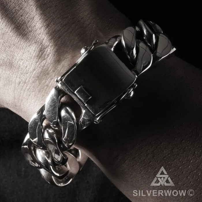 silverwow Bracelets 20mm Heavy Curb Silver Bracelet