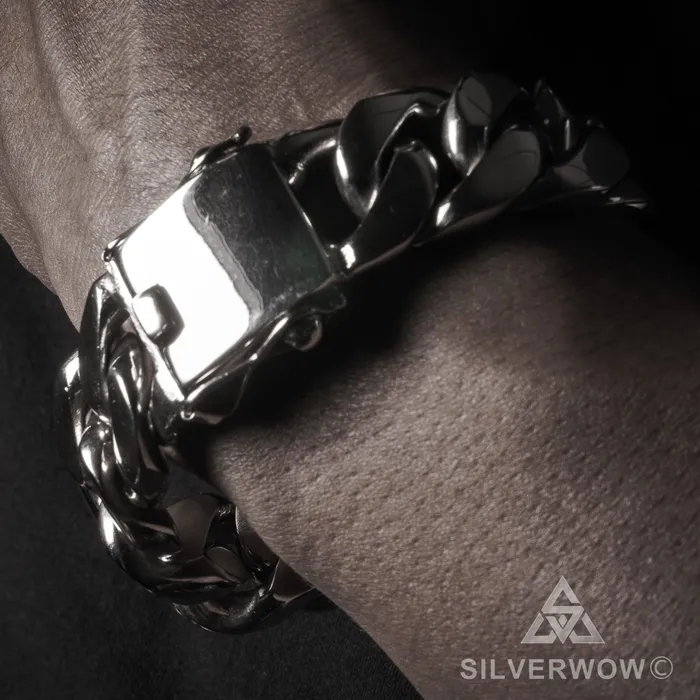 silverwow Bracelets 20mm Heavy Curb Silver Bracelet
