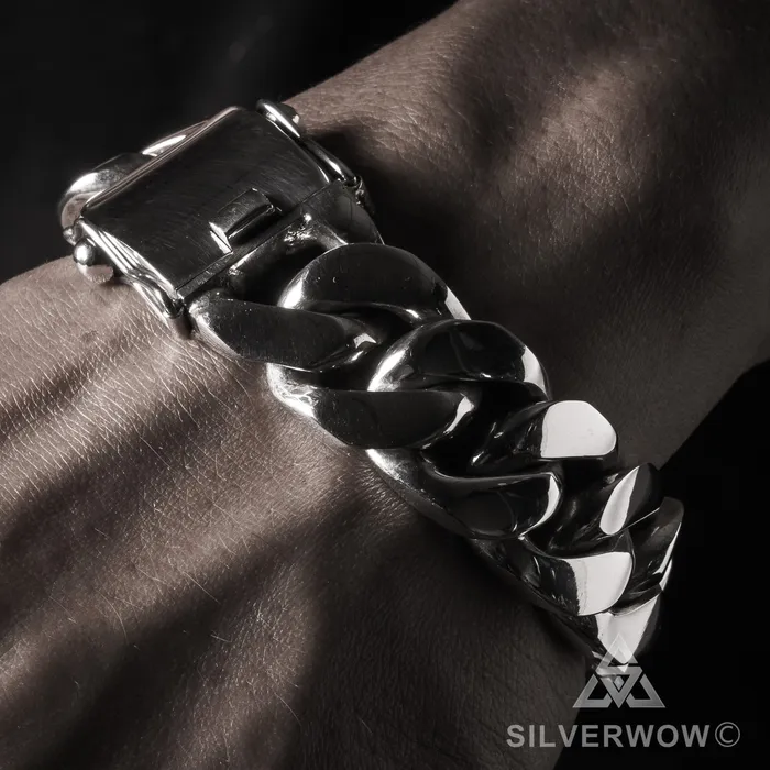 silverwow Bracelets 20mm Heavy Curb Silver Bracelet