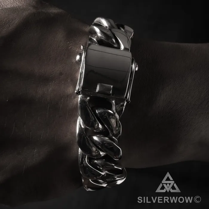 silverwow Bracelets 20mm Heavy Curb Silver Bracelet