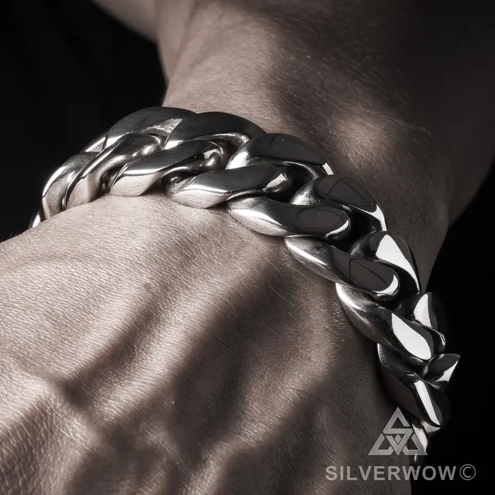 silverwow Bracelets 20mm Heavy Curb Silver Bracelet