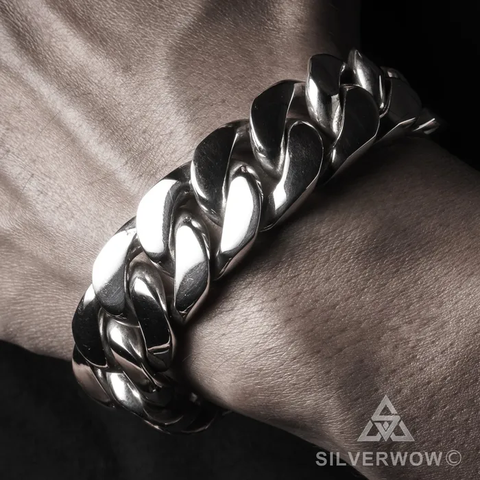 silverwow Bracelets 20mm Heavy Curb Silver Bracelet