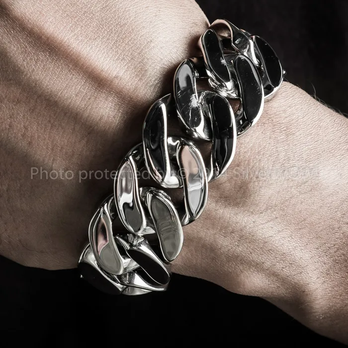 silverwow Bracelets 20mm Heavy Curb Silver Bracelet