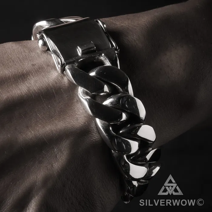 silverwow Bracelets 20mm Heavy Curb Silver Bracelet