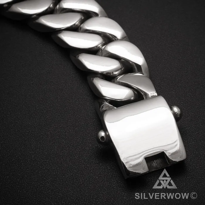 silverwow Bracelets 20mm Heavy Curb Silver Bracelet