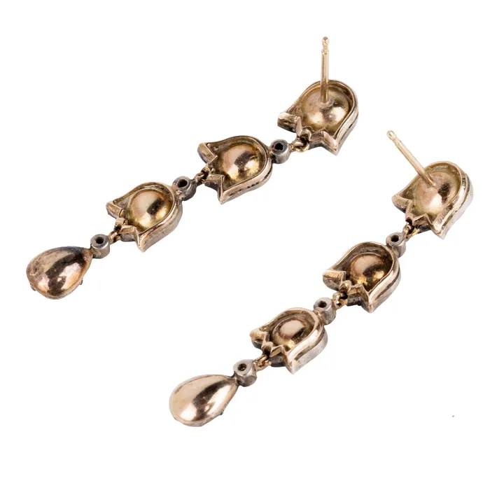 Victorian Era Lily of the Valley Rose Cut Diamond Earrings Bell Bird Antiques Earrings