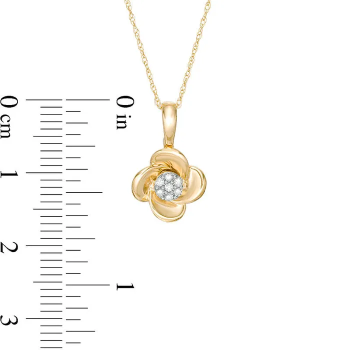 005 CT TW Composite Natural Diamond Flower Pendant in 10K Yellow Gold Goldia Necklaces 005 CT TW Composite Natural Diamond Flower Pendant in 10K Yellow Gold Goldia Necklaces