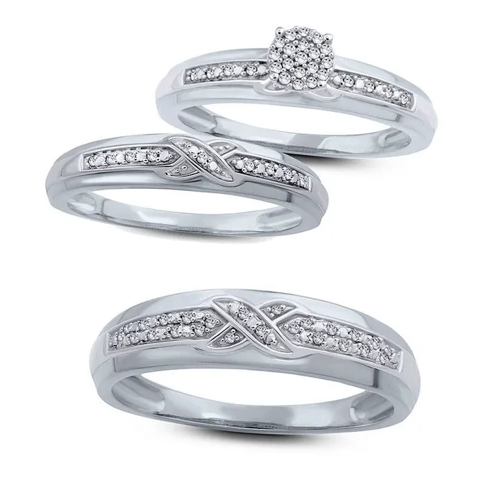 007 CT TW Composite Natural Diamond CrissCross Engagement Ring in Solid 10K White Gold Goldia Rings 007 CT TW Composite Natural Diamond CrissCross Engagement Ring in Solid 10K White Gold Goldia Rings