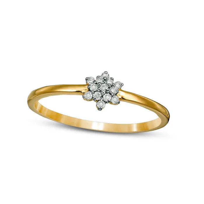 007 CT TW Composite Natural Diamond Flower Ring in Solid 10K Yellow Gold Goldia Rings 007 CT TW Composite Natural Diamond Flower Ring in Solid 10K Yellow Gold Goldia Rings