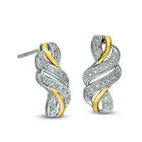 007 CT TW Diamond Crossover Wave Drop Earrings in Sterling Silver with 14K Gold Plate Goldia Earrings 007 CT TW Diamond Crossover Wave Drop Earrings in Sterling Silver with 14K Gold Plate Goldia Earrings