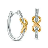 01 CT TW Diamond Infinity Knot Oval Hoop Earrings in Sterling Silver and 10K Gold Goldia Earrings 01 CT TW Diamond Infinity Knot Oval Hoop Earrings in Sterling Silver and 10K Gold Goldia Earrings