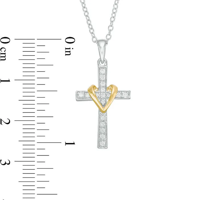 01 CT TW Natural Diamond Wrapped Cross Pendant in 10K TwoTone Gold Goldia Necklaces 01 CT TW Natural Diamond Wrapped Cross Pendant in 10K TwoTone Gold Goldia Necklaces