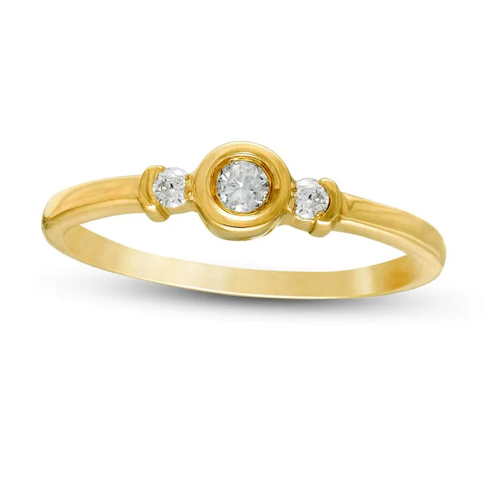 013 CT TW Natural Diamond Collar Three Stone Promise Ring in Solid 10K Yellow Gold Goldia Rings 013 CT TW Natural Diamond Collar Three Stone Promise Ring in Solid 10K Yellow Gold Goldia Rings