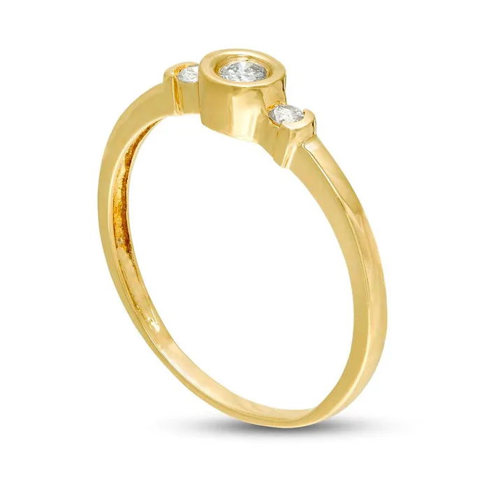 013 CT TW Natural Diamond Collar Three Stone Promise Ring in Solid 10K Yellow Gold Goldia Rings 013 CT TW Natural Diamond Collar Three Stone Promise Ring in Solid 10K Yellow Gold Goldia Rings