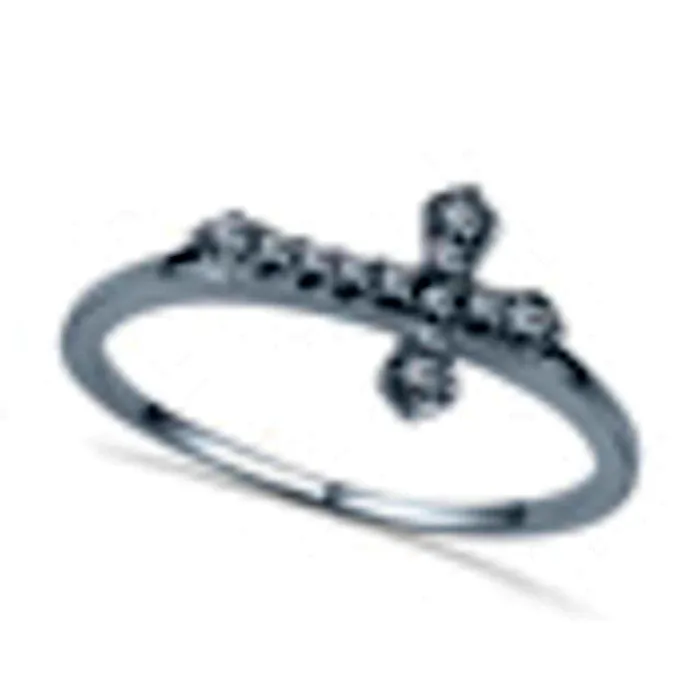 013 CT TW Natural Diamond Sideways Cross Ring in Sterling Silver Goldia Rings 013 CT TW Natural Diamond Sideways Cross Ring in Sterling Silver Goldia Rings
