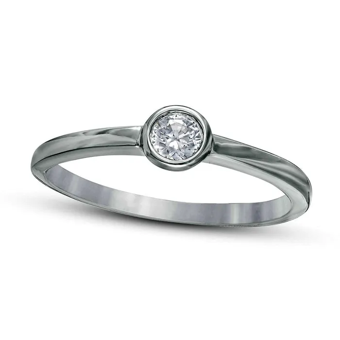 017 CT Natural Clarity Enhanced Diamond Bezel Set Solitaire Promise Ring in Solid 10K White Gold Goldia Rings 017 CT Natural Clarity Enhanced Diamond Bezel Set Solitaire Promise Ring in Solid 10K White Gold Goldia Rings