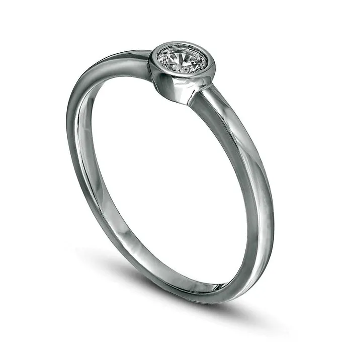 017 CT Natural Clarity Enhanced Diamond Bezel Set Solitaire Promise Ring in Solid 10K White Gold Goldia Rings 017 CT Natural Clarity Enhanced Diamond Bezel Set Solitaire Promise Ring in Solid 10K White Gold Goldia Rings