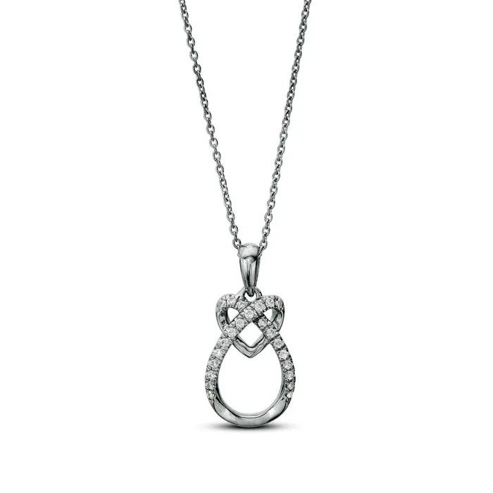 017 CT TW Natural Diamond Heart and Teardrop Pendant in Sterling Silver Goldia Necklaces 017 CT TW Natural Diamond Heart and Teardrop Pendant in Sterling Silver Goldia Necklaces
