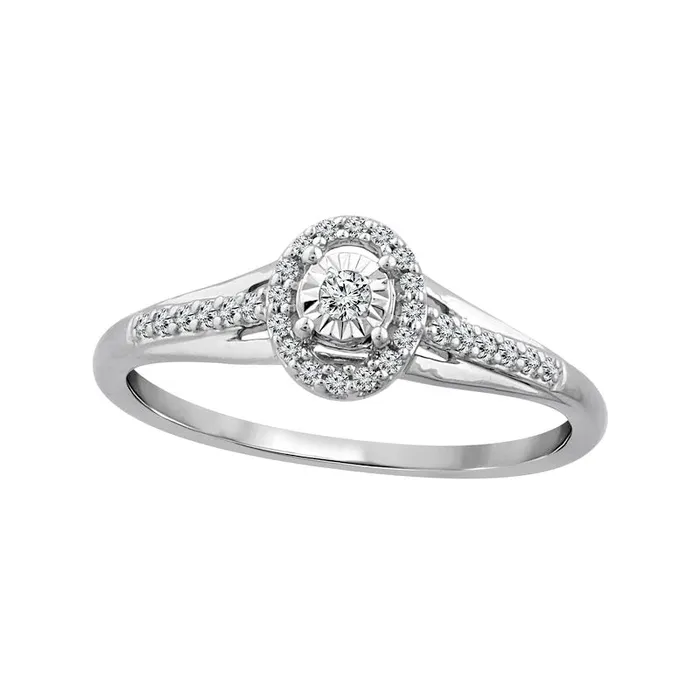 017 CT TW Natural Diamond Oval Frame Split Shank Promise Ring in Solid 10K White Gold Goldia Rings 017 CT TW Natural Diamond Oval Frame Split Shank Promise Ring in Solid 10K White Gold Goldia Rings