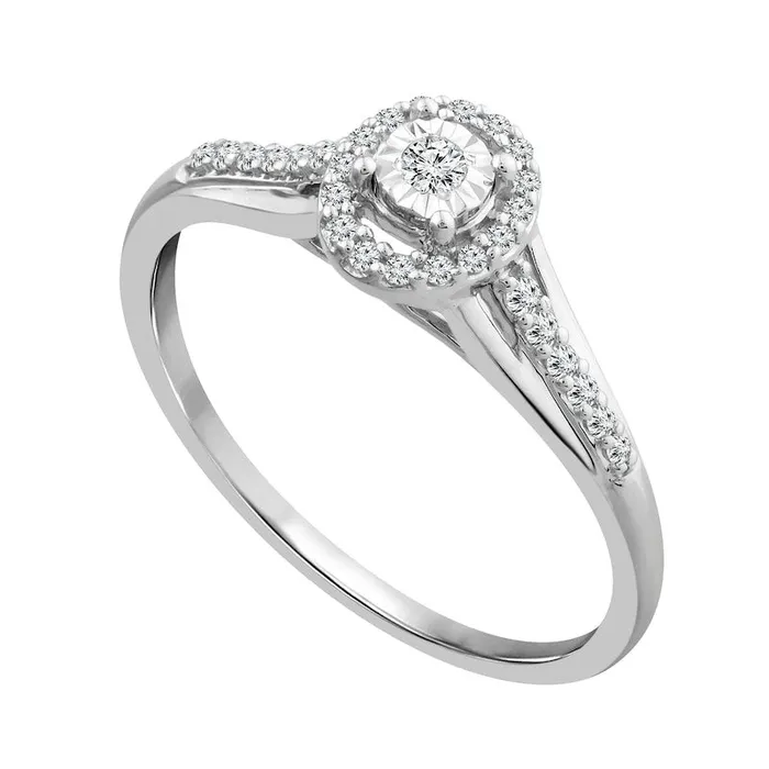 017 CT TW Natural Diamond Oval Frame Split Shank Promise Ring in Solid 10K White Gold Goldia Rings 017 CT TW Natural Diamond Oval Frame Split Shank Promise Ring in Solid 10K White Gold Goldia Rings