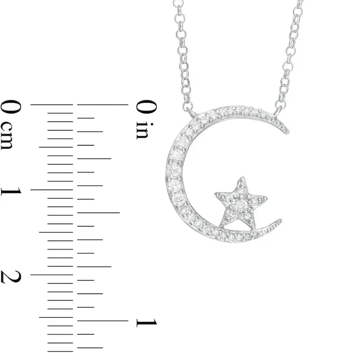 02 CT TW Natural Diamond Crescent Moon and Star Necklace in Sterling Silver Goldia Necklaces 02 CT TW Natural Diamond Crescent Moon and Star Necklace in Sterling Silver Goldia Necklaces