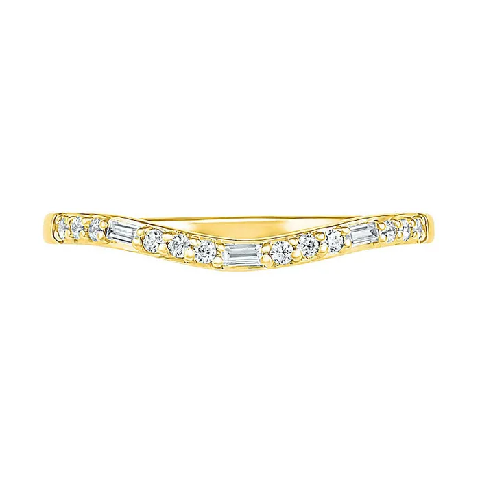 020 CT TW Baguette and Round Natural Diamond Contour Anniversary Band in Solid 10K Yellow Gold Goldia Rings 020 CT TW Baguette and Round Natural Diamond Contour Anniversary Band in Solid 10K Yellow Gold Goldia Rings