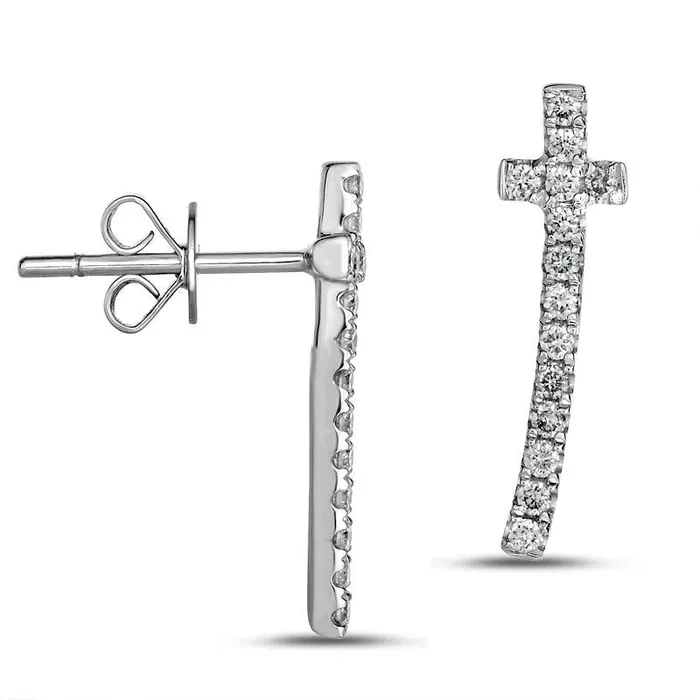 025 CT TW Diamond Curved Cross Crawler Earrings in 10K White Gold Goldia Earrings 025 CT TW Diamond Curved Cross Crawler Earrings in 10K White Gold Goldia Earrings