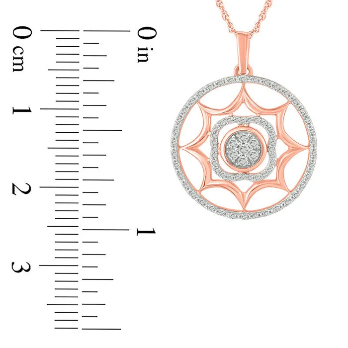 025 CT TW Natural Diamond Cutout Medallion Pendant in 10K Rose Gold Goldia Necklaces 025 CT TW Natural Diamond Cutout Medallion Pendant in 10K Rose Gold Goldia Necklaces
